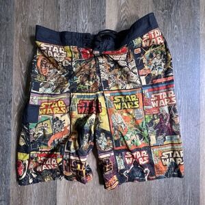 Star Wars Board Shorts Mens 2XL Multicolor Comic Book Print Cargo Pocket Swim